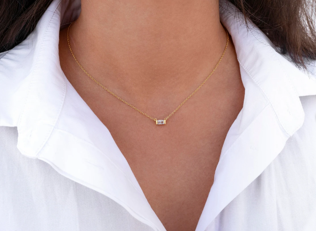 Rectangular Zirconia Necklace