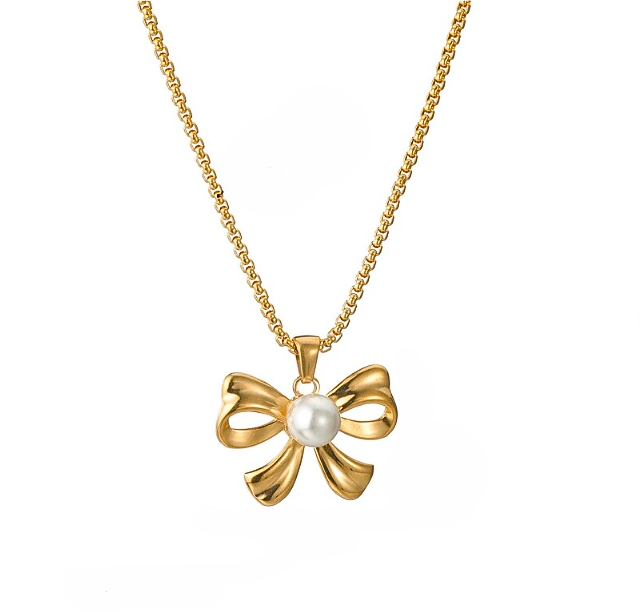 Bow Pearl Necklace