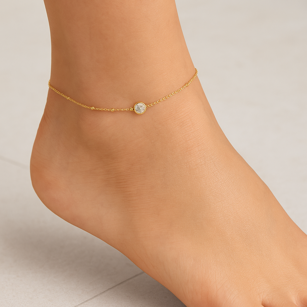 Sparkle Solitaire Anklet