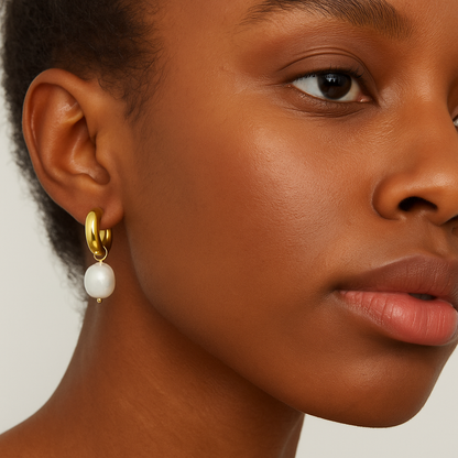 Pearl Charm Hoops