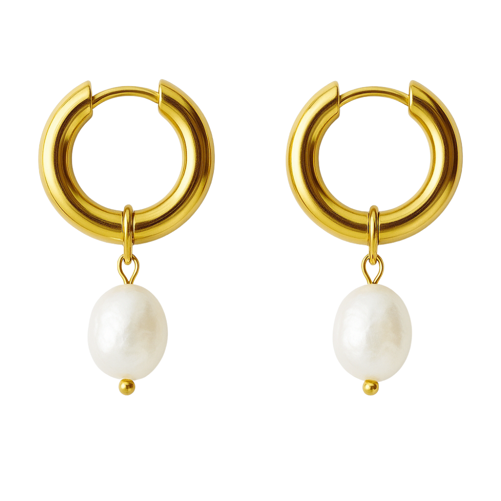 Pearl Charm Hoops