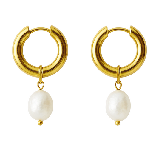 Pearl Charm Hoops